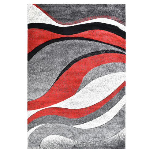 Light Grey & Red Manisha Rug
