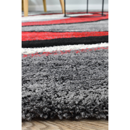 Light Grey & Red Manisha Rug