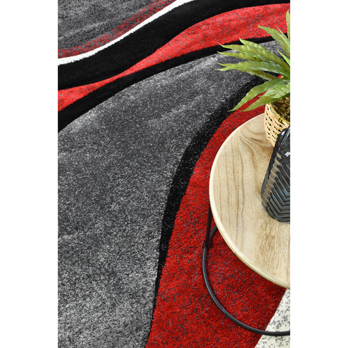 Light Grey & Red Manisha Rug