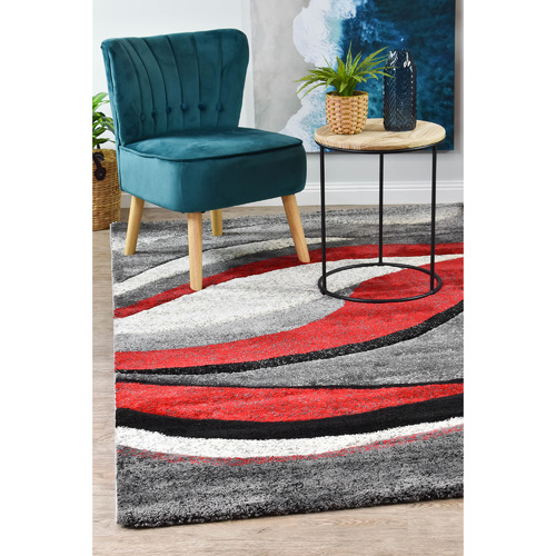 Light Grey & Red Manisha Rug