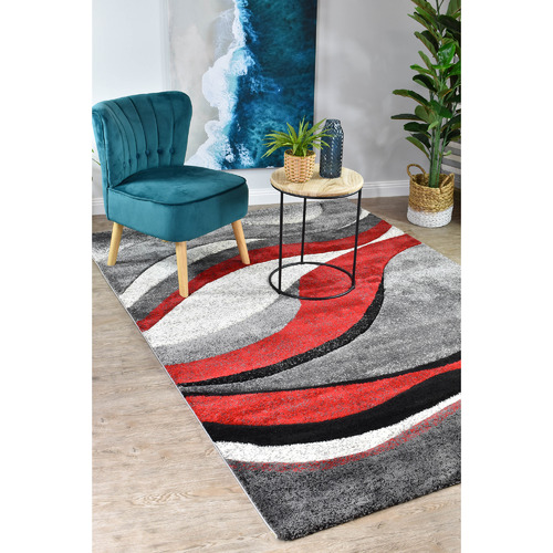 Light Grey & Red Manisha Rug