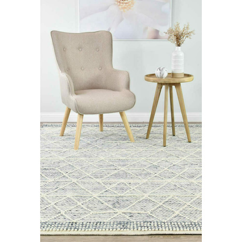 Blue & White Holden Wool & Viscose Rug