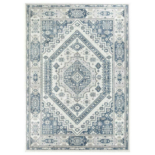 Cream Blue Calmly Power-Loomed Rug