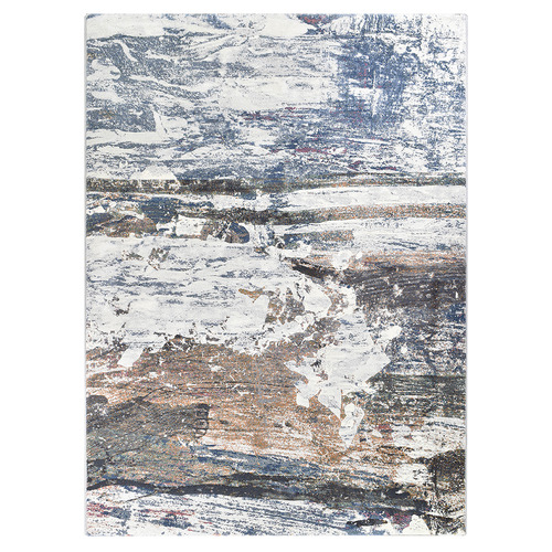 Blue & Teracotta Juna Power-Loomed Rug