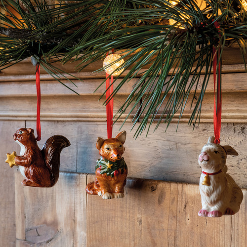 3 Piece Nostalgic Forest Animals Hanging Ornament Set