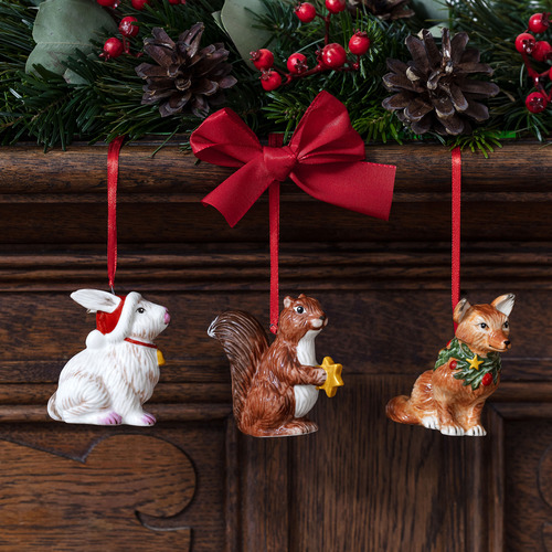 3 Piece Nostalgic Forest Animals Hanging Ornament Set