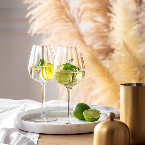 Rose Garden White Wine Goblets