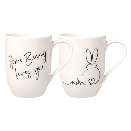 2 Piece Statement Easter Bunny 280ml Porcelain Mug Set