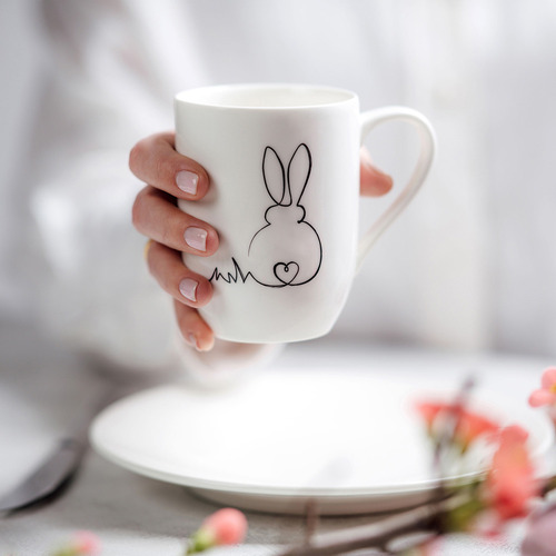 2 Piece Statement Easter Bunny 280ml Porcelain Mug Set