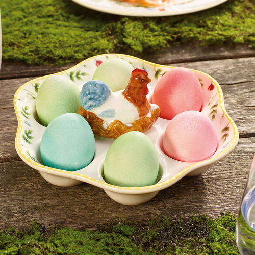 Spring Awakening Rooster & Hen 20cm Porcelain Egg Plate