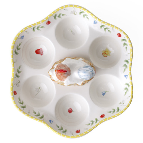 Spring Awakening Rooster & Hen 20cm Porcelain Egg Plate