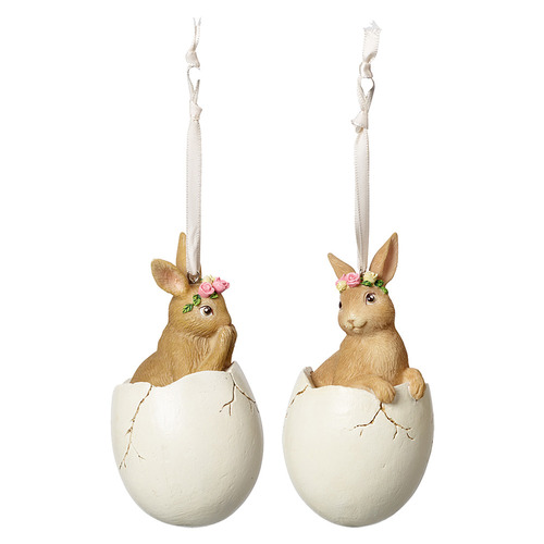 2 Piece Spring Fantasy Bunny Egg Hanging Ornament Set