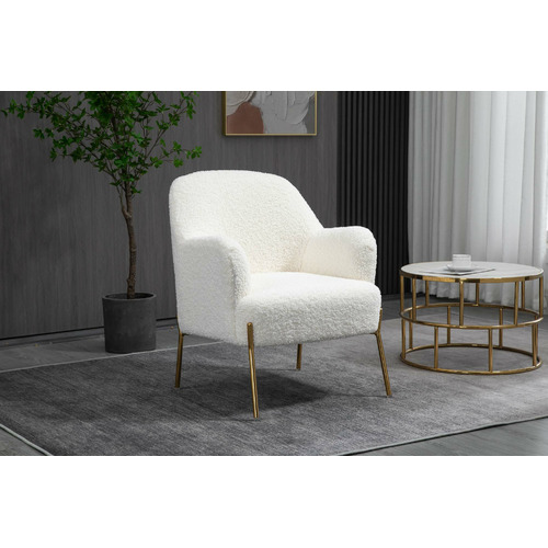 white fluffy arm chair