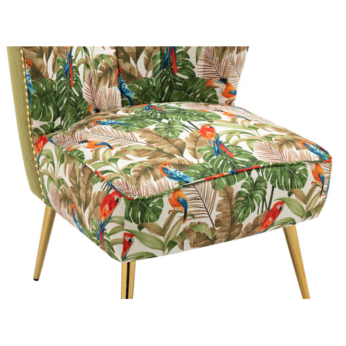 Red Parrot on Green Tropical Forest Velvet Accent Chair