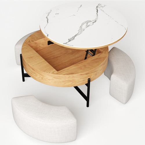 4 Piece Abuela Ottoman & Coffee Table Set