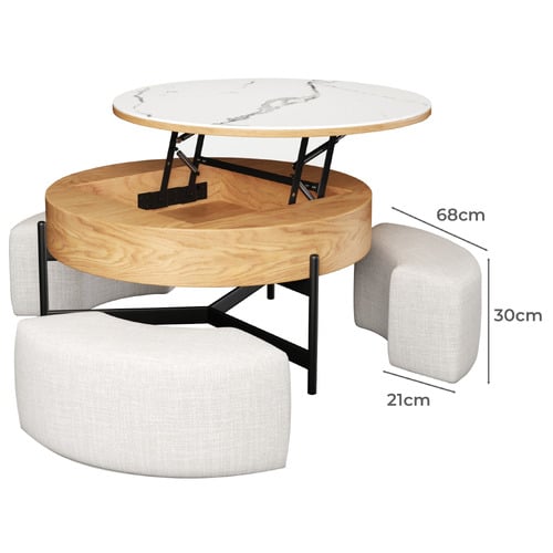 4 Piece Abuela Ottoman & Coffee Table Set
