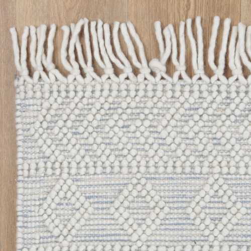 White & Blue Perla II Wool Rug
