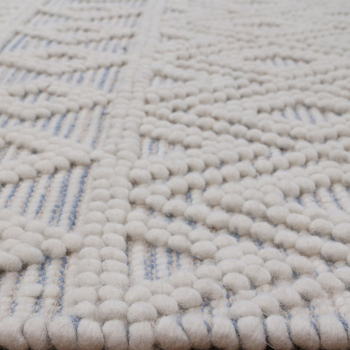 White & Blue Perla II Wool Rug
