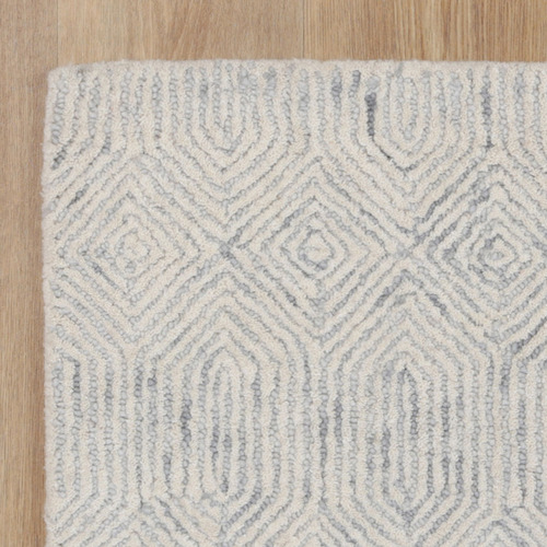Grey Posy Saha Power-Loomed Wool Rug