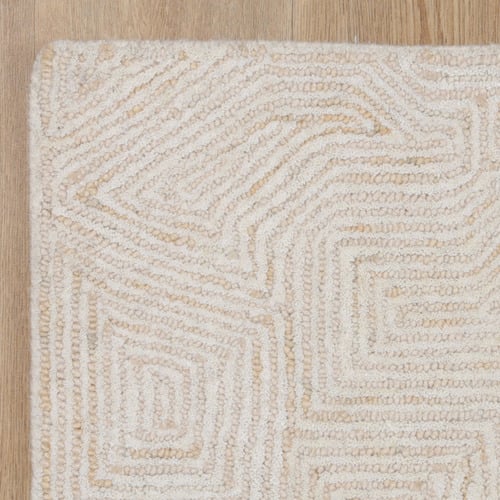 Beige Posy Maze Wool & Cotton Rug | Temple & Webster