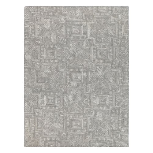 Grey Posy Labyrinth Power-Loomed Rug