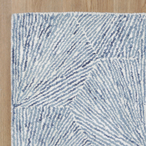 Blue Astrior Hexagon Hand-Knotted Wool & Cotton Rug