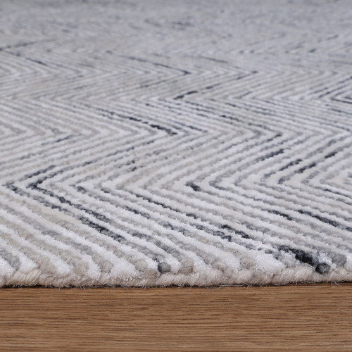 Grey Astrior Herringbone Hand-Knotted Wool & Cotton Rug