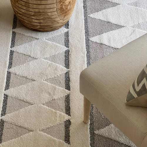 Cream Grey Lilly Tribal Rug