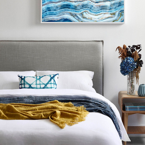 Kayla Bay by Temple & ster Wolf Grey Diablo Bedhead with Slipcover