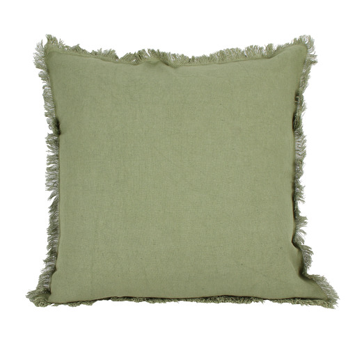 Kayla Bay by Temple & Webster Fringed Ripley Square Cotton & Linen Cushion