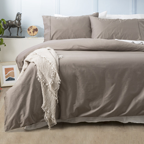 Kayla Bay by Temple & ster Pewter 500TC Natural Bamboo & Cotton Quilt Cover Set