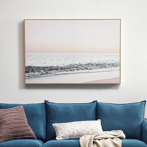 Kayla Bay by Temple & Webster Blush Seascape Framed Canvas Wall Art