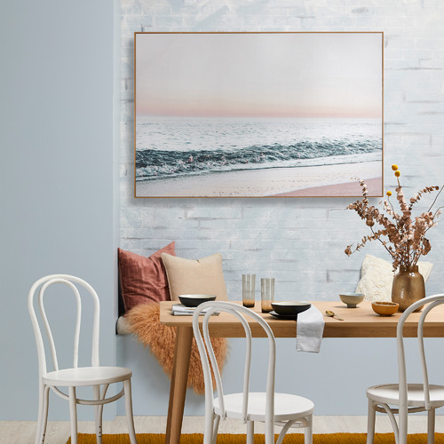 Kayla Bay by Temple & ster Blush Seascape Framed Canvas Wall Art