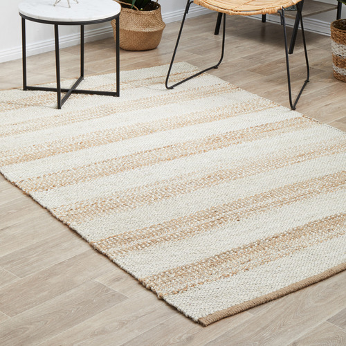 Kayla Bay by Temple & Webster Natural & White Zoticus Hand-Braided Jute Rug