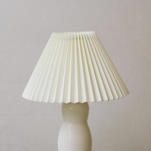 White pleated table lamp shop shade