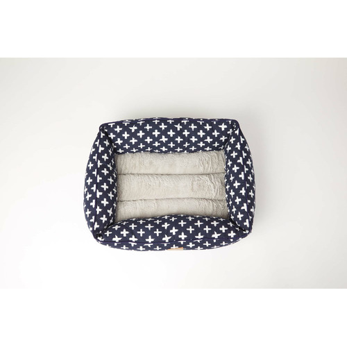 Navy Cross Cotton Bolstered Dog Bed