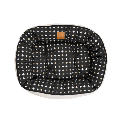 Black Metallic Cross 4 Seasons Cotton Circular Dog Bed
