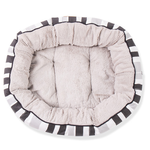 Pebble Black Brush Stroke 4 Seasons Cotton Circular Dog Bed