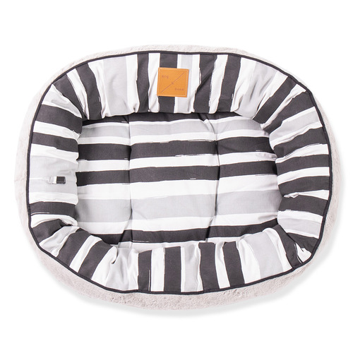 Pebble Black Brush Stroke 4 Seasons Cotton Circular Dog Bed