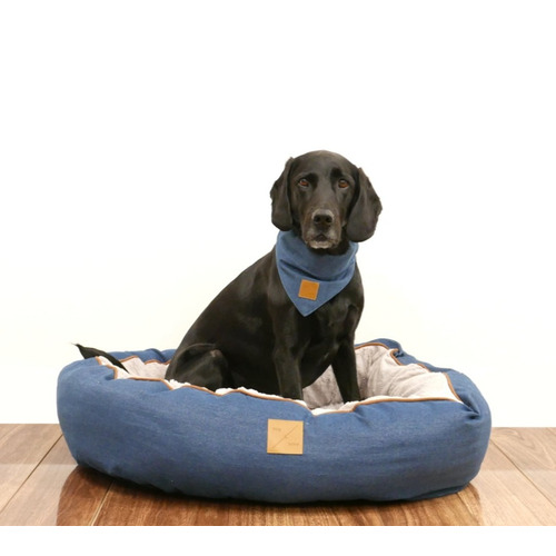 Denim Print 4 Seasons Cotton Circular Dog Bed