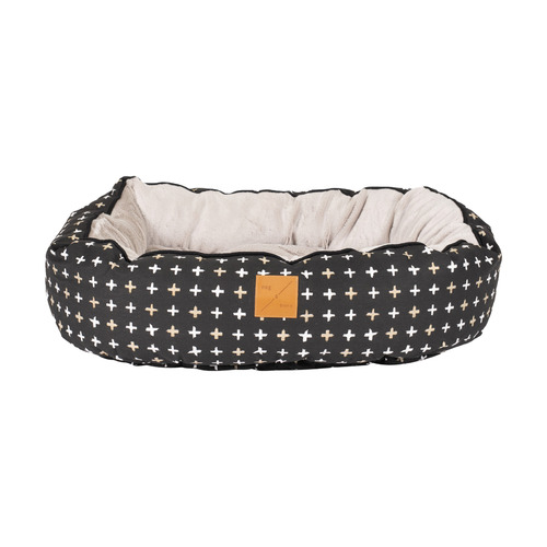 Black Metallic Cross 4 Seasons Cotton Circular Dog Bed