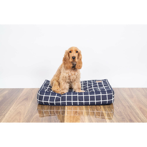 Navy Check Classic Cushion Dog Bed