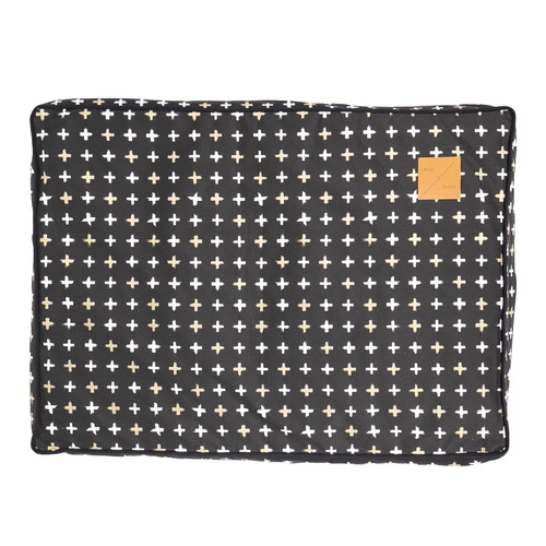 Black Metallic Cross Print Classic Cushion Dog Bed
