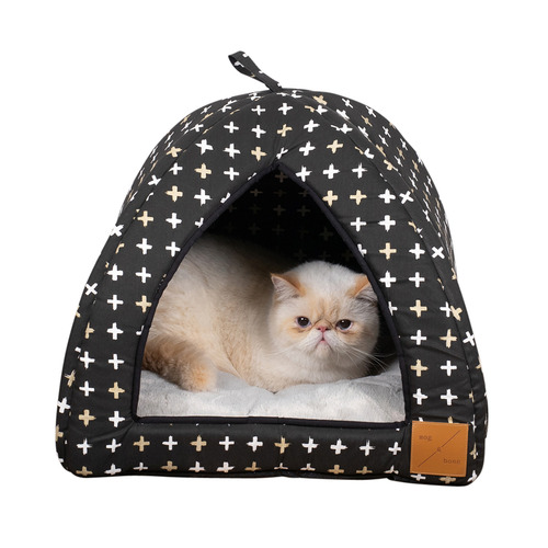 Black Metallic Cross Cat Igloo
