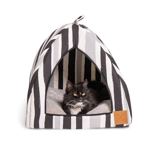 Pebble Black Brush Stroke Cat Igloo