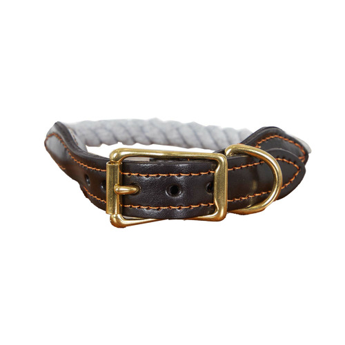 Leather & Cotton Rope Dog Collar