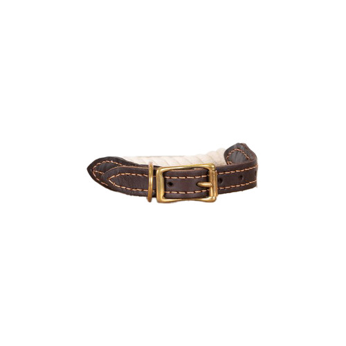 Leather & Cotton Rope Dog Collar