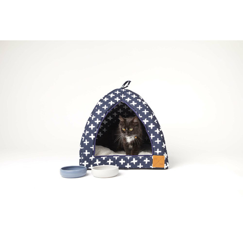 Black Metallic Cross Cotton Cat Igloo