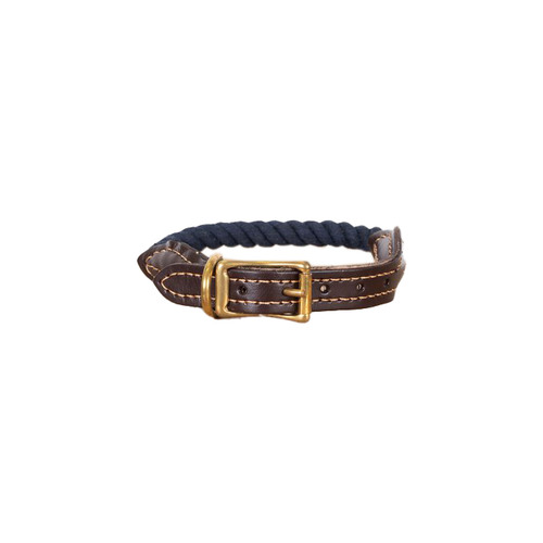 Leather & Cotton Rope Dog Collar
