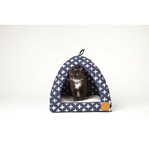 Black Metallic Cross Cotton Cat Igloo